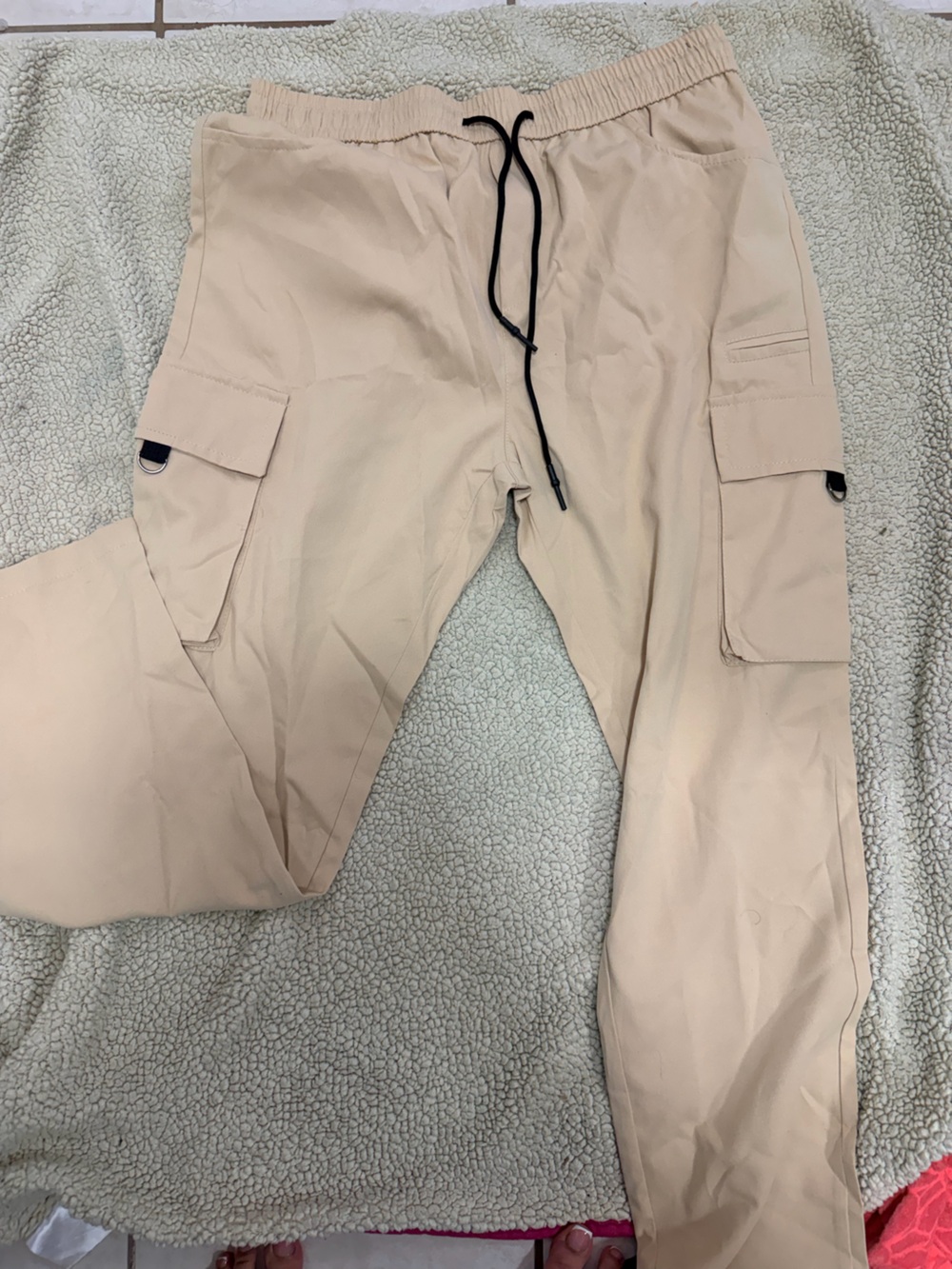 SHEIN Beige Cargo Joggers with Drawstring Waist